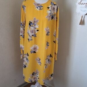 Ava & Viv Yellow Floral Long Sleeve Dress